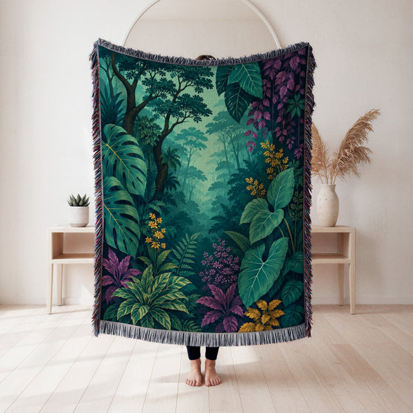 Teal Rainforest Garden Blanket