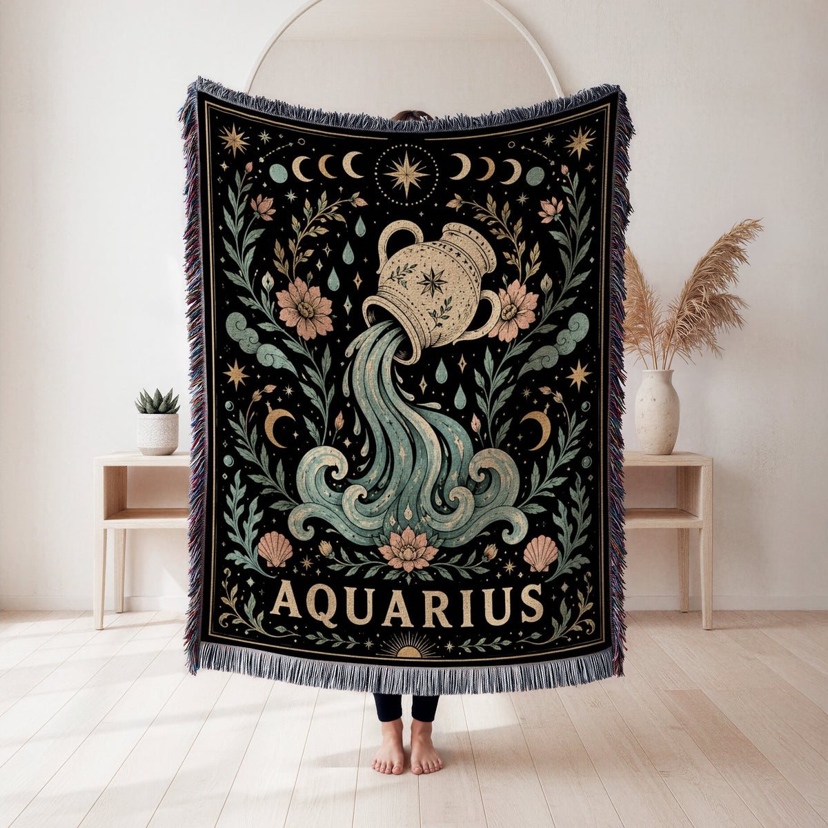 Aquarius Water Bearer Zodiac Blanket