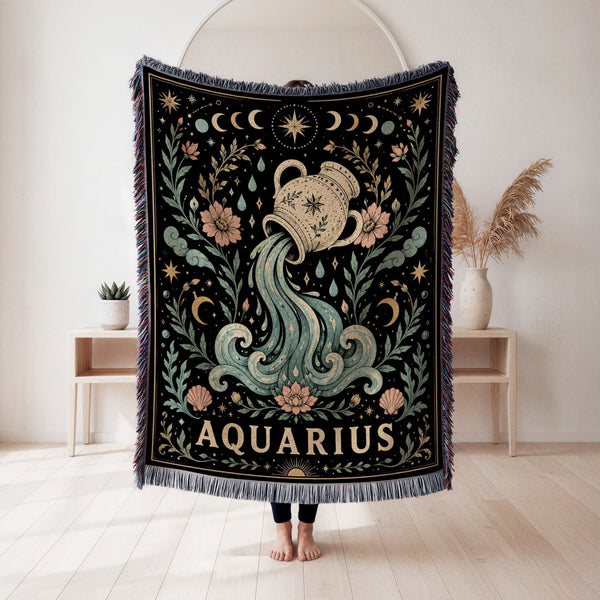 Aquarius Water Bearer Zodiac Blanket