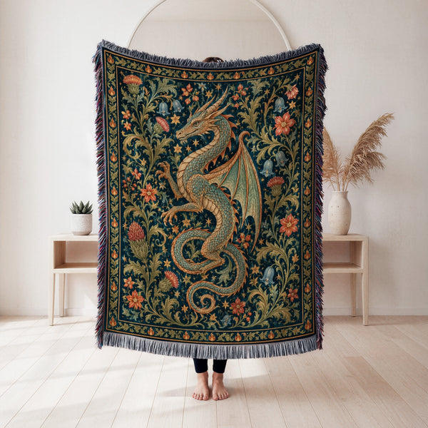 The Floral Serpent Dragon Blanket