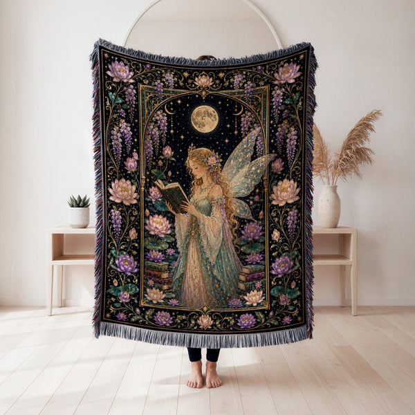 Moonlit Lotus Fairy Reader Blanket