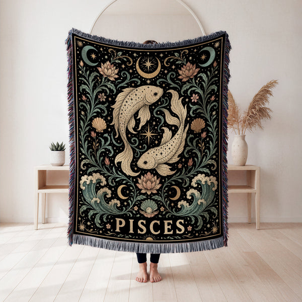 Pisces Twin Fish Zodiac Blanket