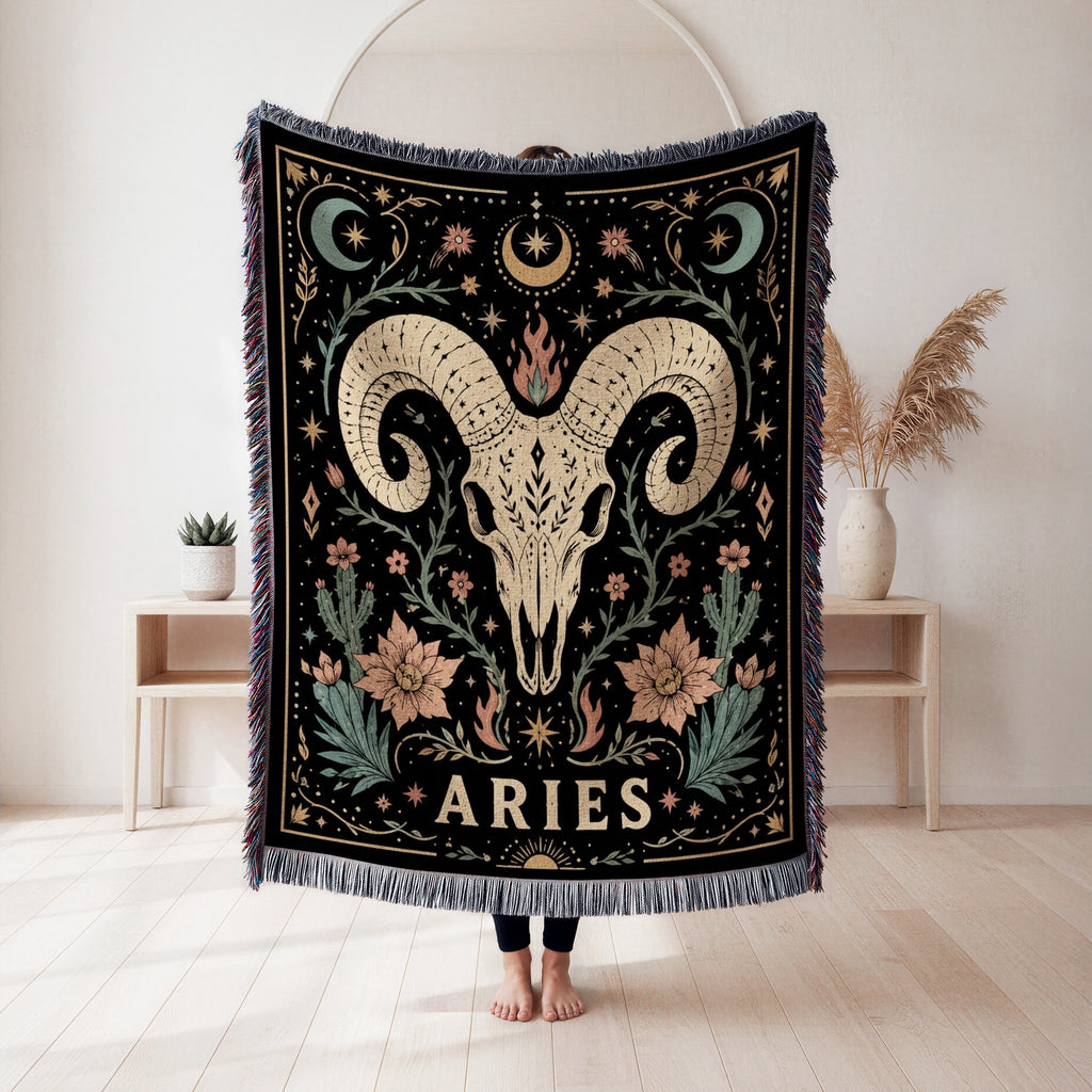 Aries Ram Skull Zodiac Blanket