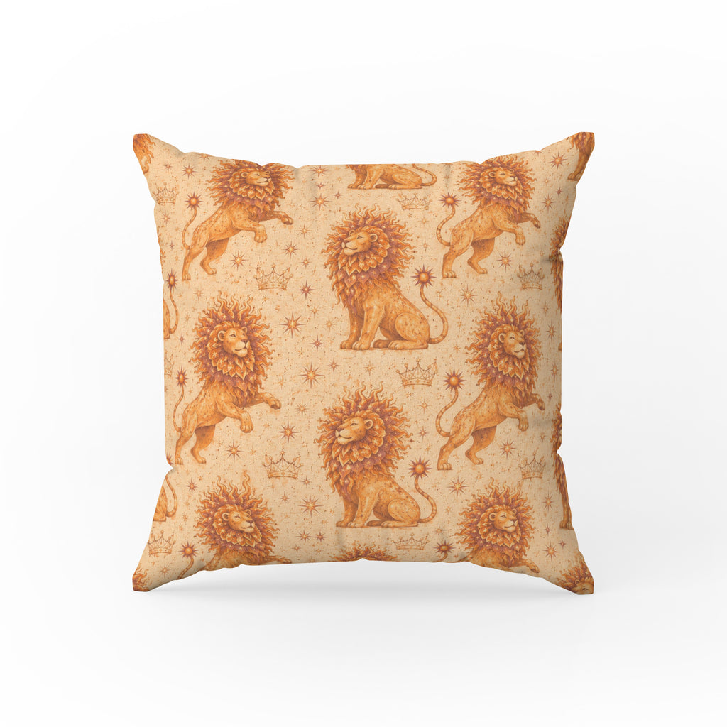 Leo Sun Lions – Golden Zodiac Pattern Pillow