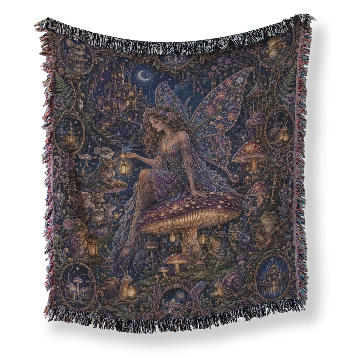 Moonlit Mushroom Fairy Blanket