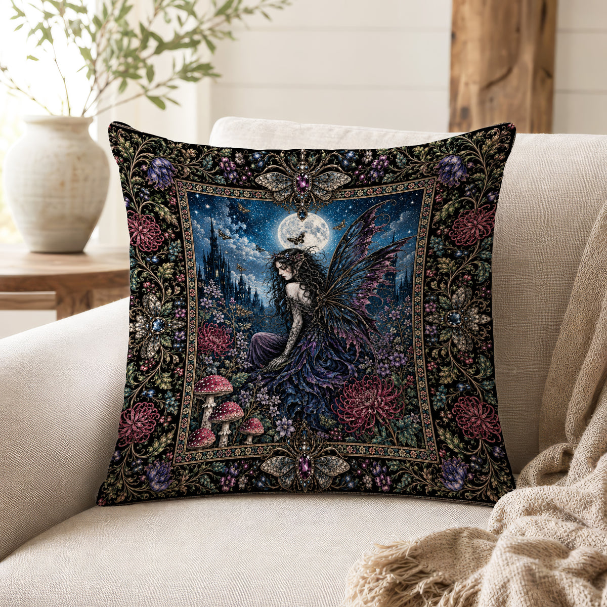 Moonlit Fae – Gothic Fairy Pillow