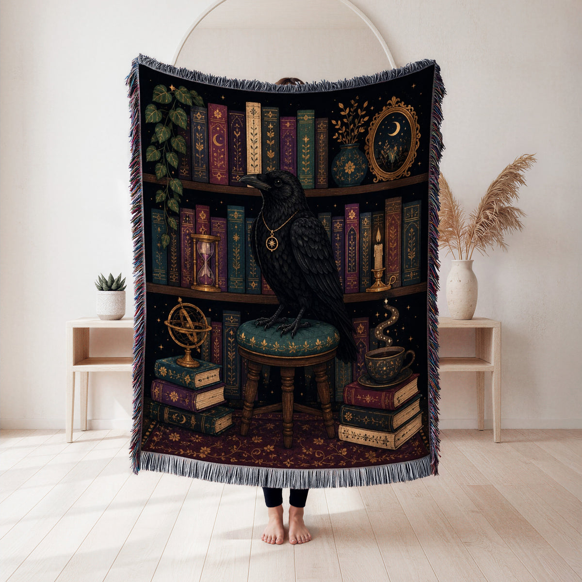 Raven of the Midnight Library Blanket