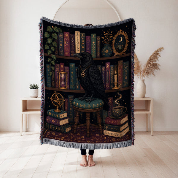 Raven of the Midnight Library Blanket