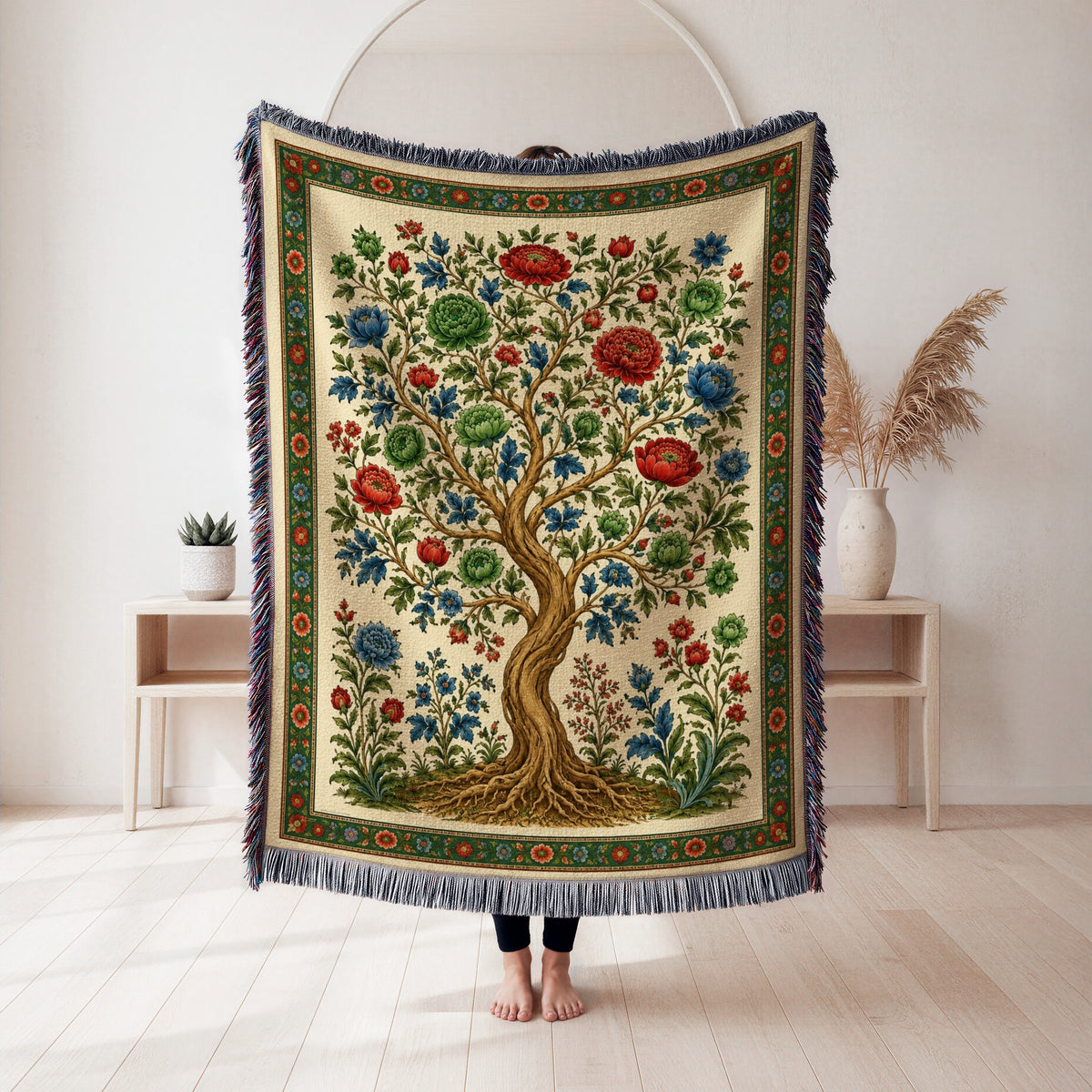 Verdant Bloom Tree Blanket