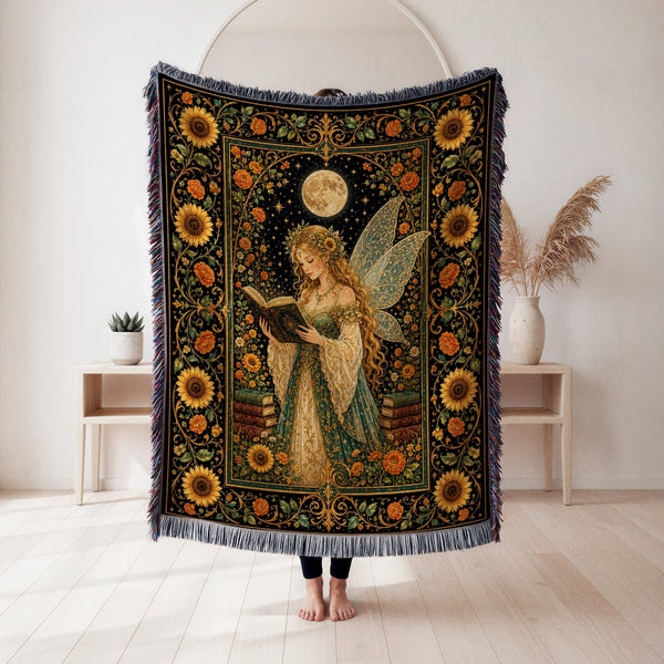 Sunflower Moon Fairy Reader Blanket
