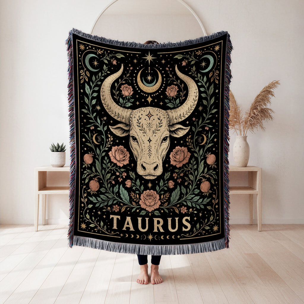 Taurus Floral Bull Zodiac Blanket