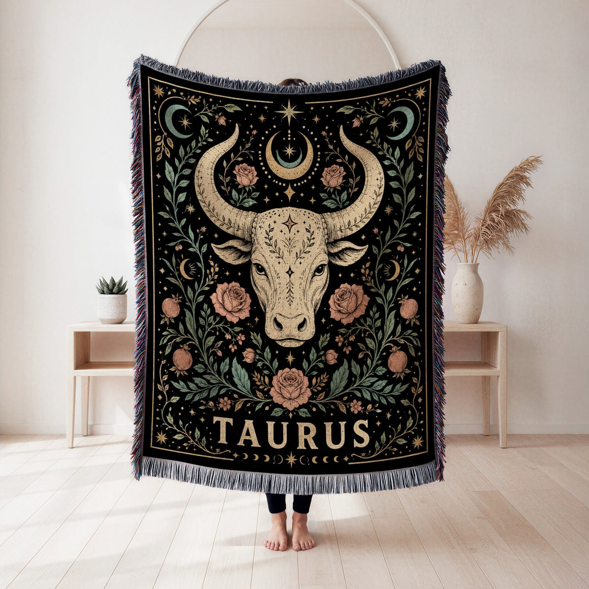 Taurus Floral Bull Zodiac Blanket