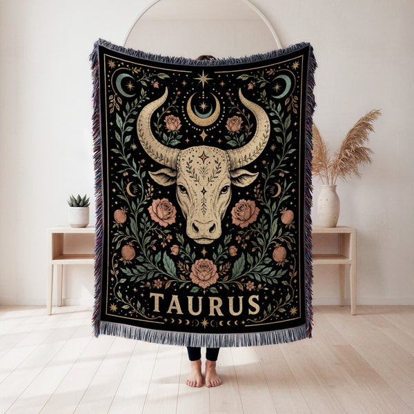 Taurus Floral Bull Zodiac Blanket