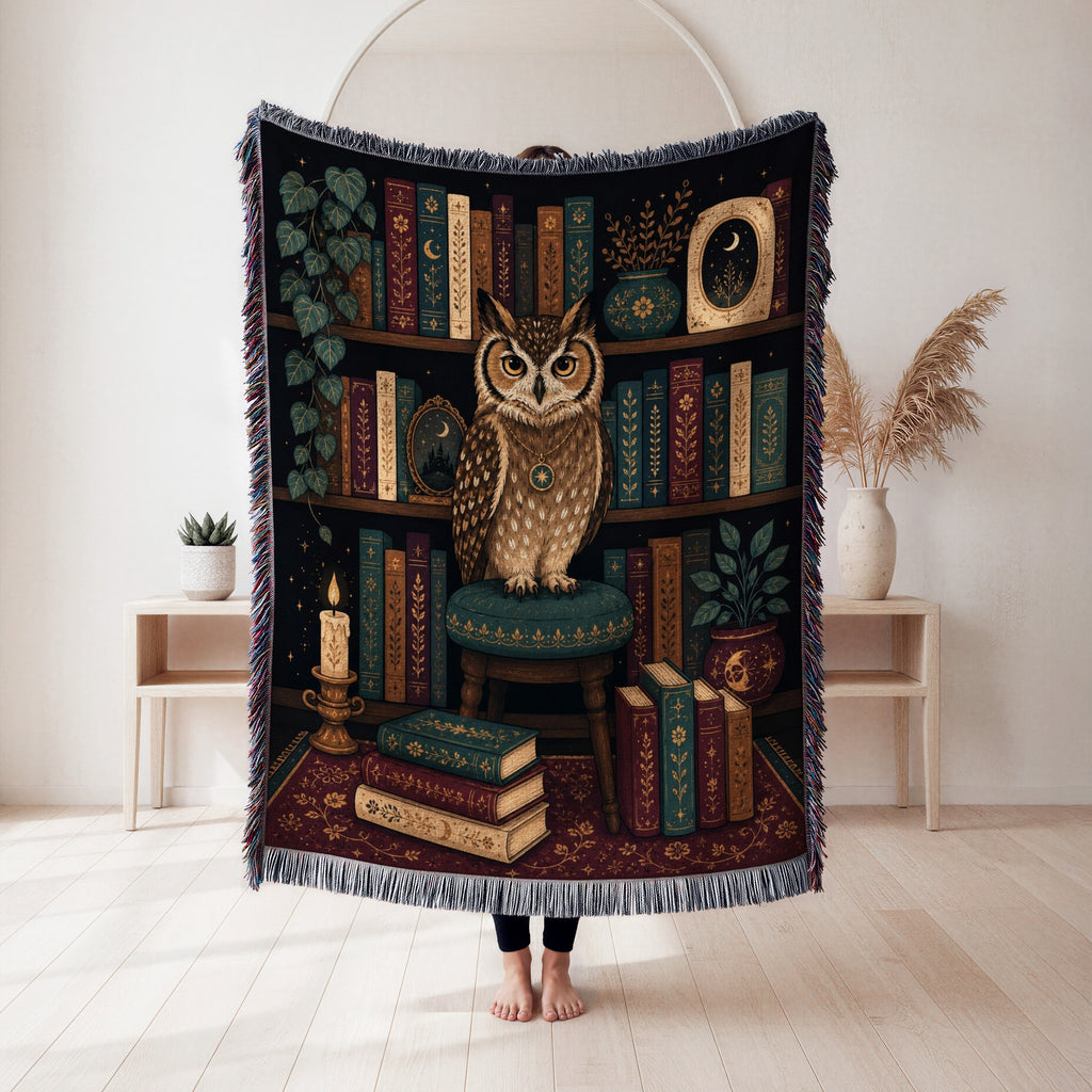 Owl of the Celestial Library Blanket