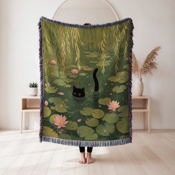 Willow Pond Black Cat Blanket