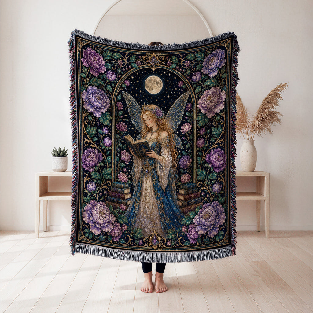 Moonlit Peony Fairy Reader Blanket