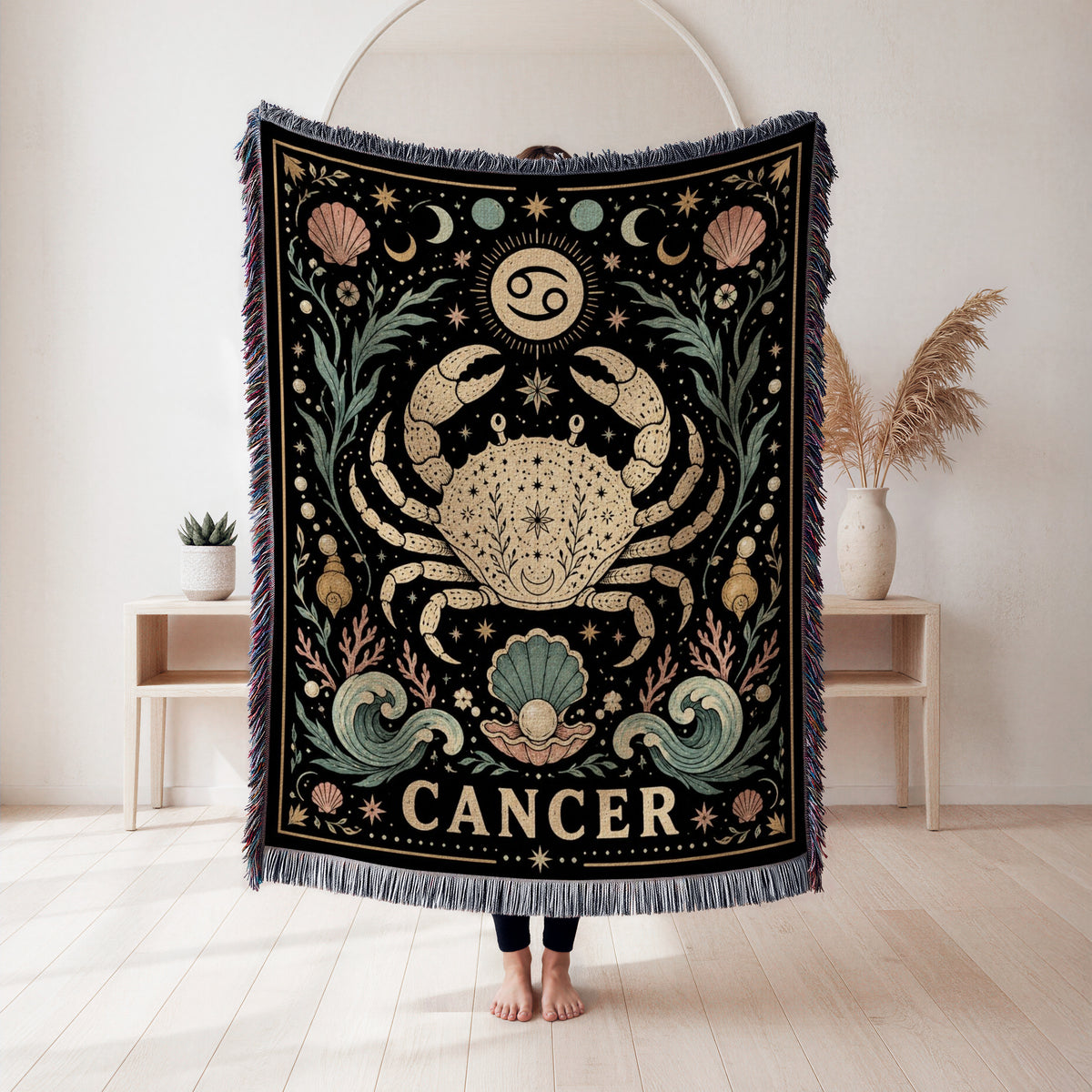 Cancer Moonlit Crab Zodiac Blanket