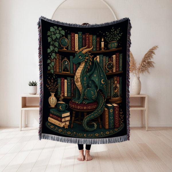 Emerald Dragon Celestial Library Blanket
