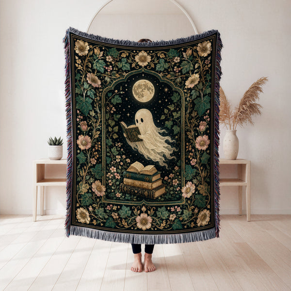 Moonlit Botanical Ghost Reader Blanket