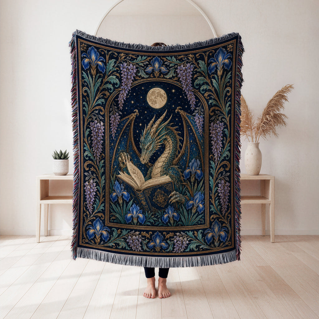 Moonlit Iris Dragon Reader Blanket