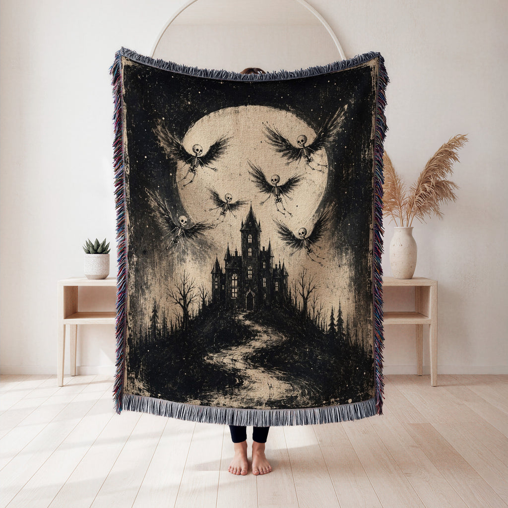 Winged Skeletons of the Moonlit Keep Blanket
