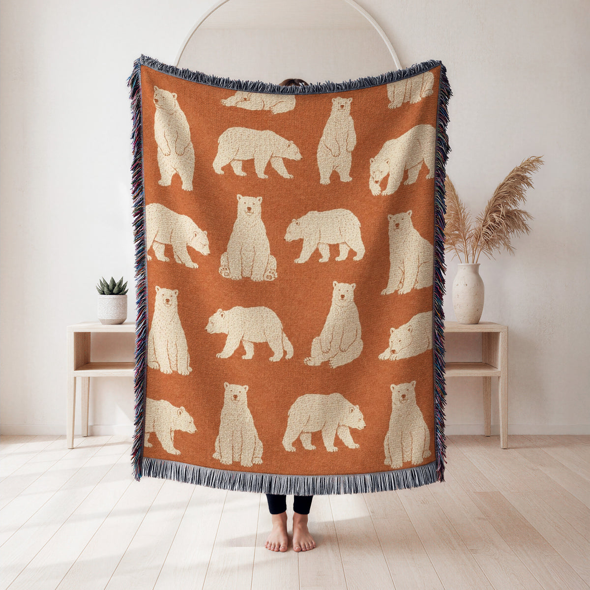 Burnt Orange Bear Blanket