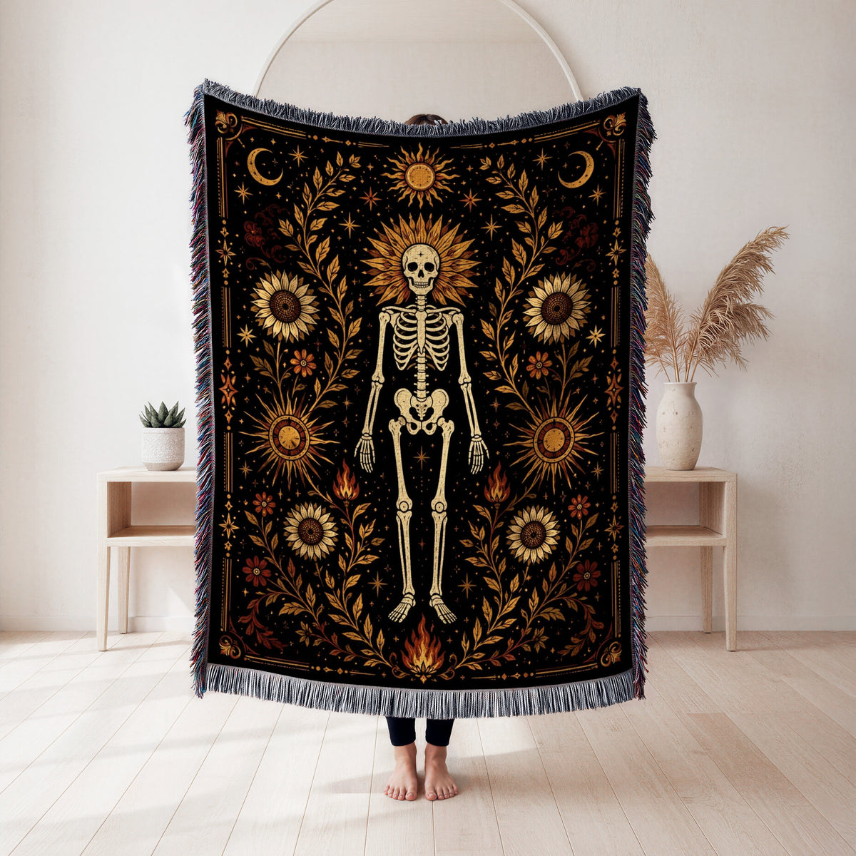 Leo Sunflower – Gothic Skeleton Zodiac Blanket
