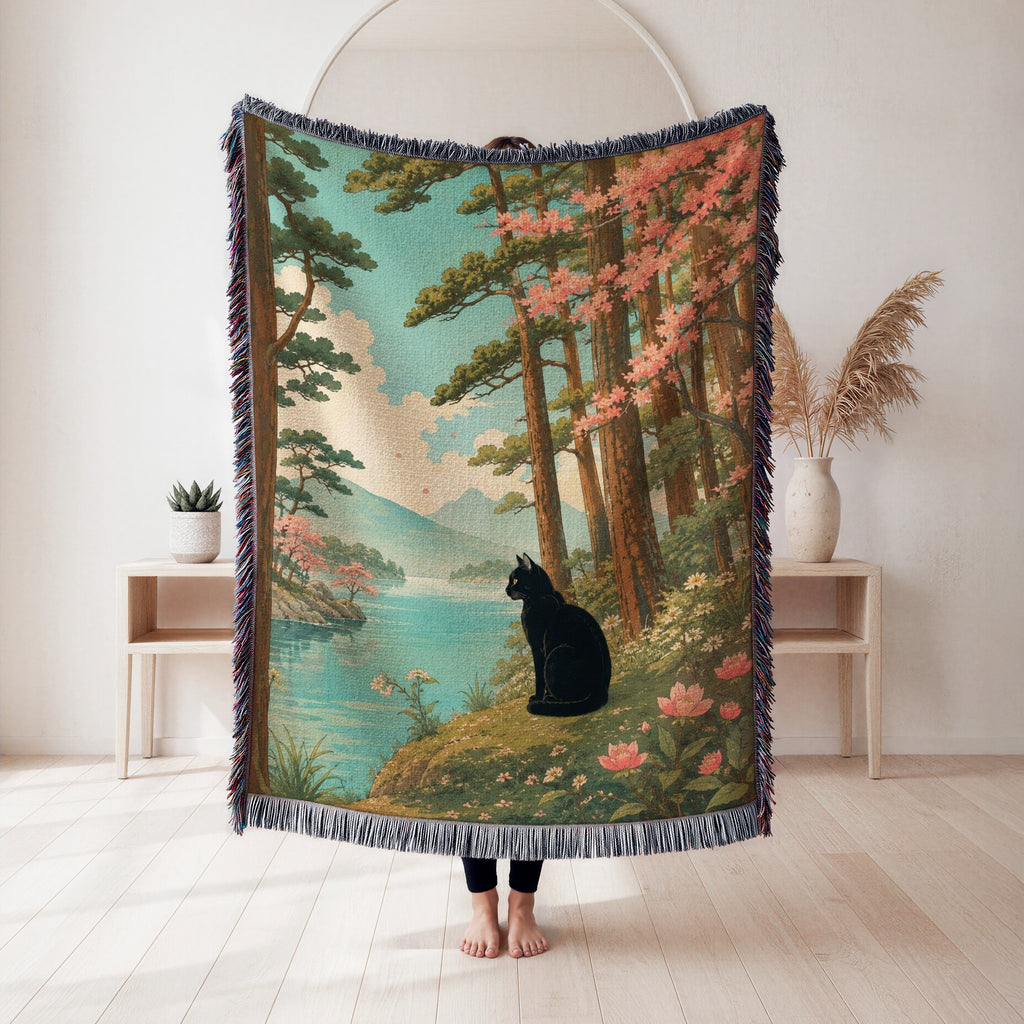 Lakeside Pines Black Cat Blanket
