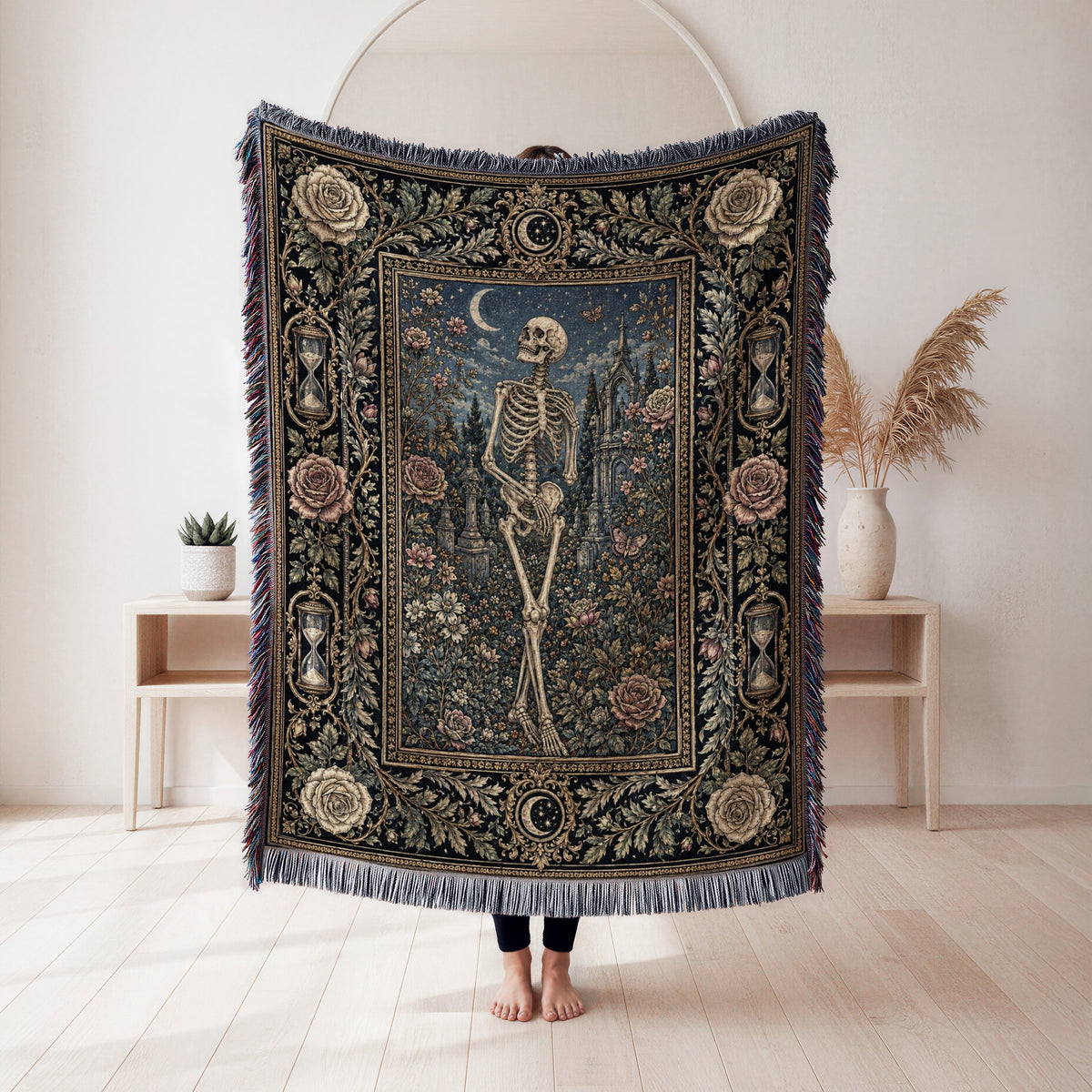 Skeleton in the Midnight Garden Blanket