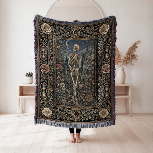Skeleton in the Midnight Garden Blanket