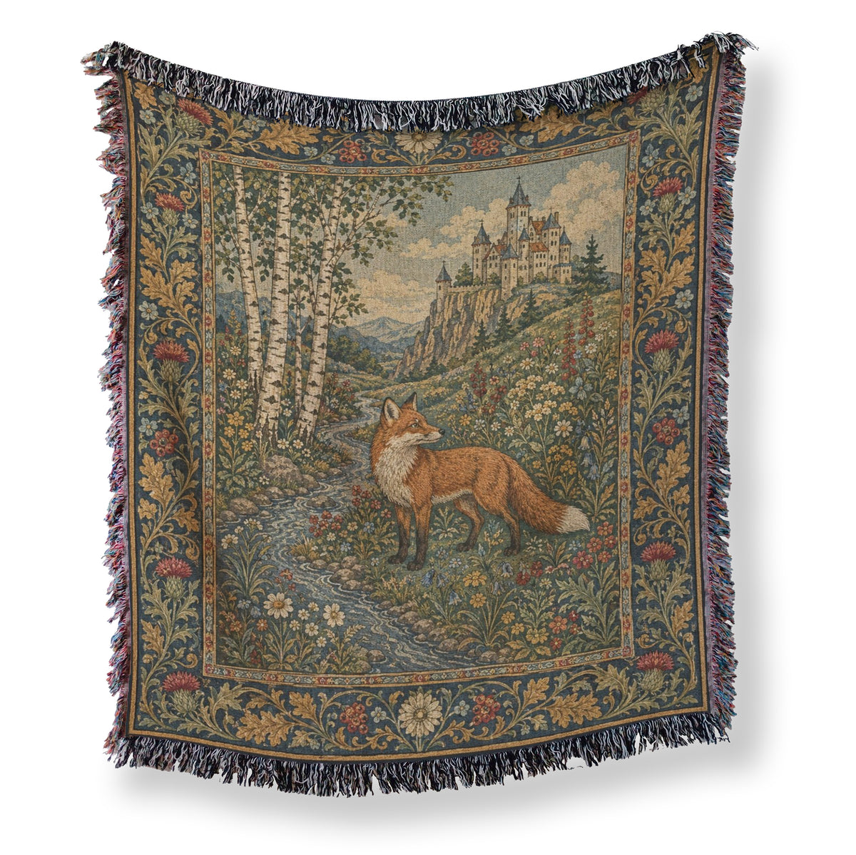 The Fox Beneath the Hilltop Castle Blanket Main image