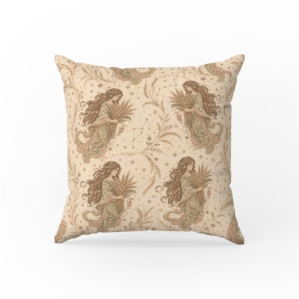 Virgo Harvest Maidens – Vintage Zodiac Pattern Pillow