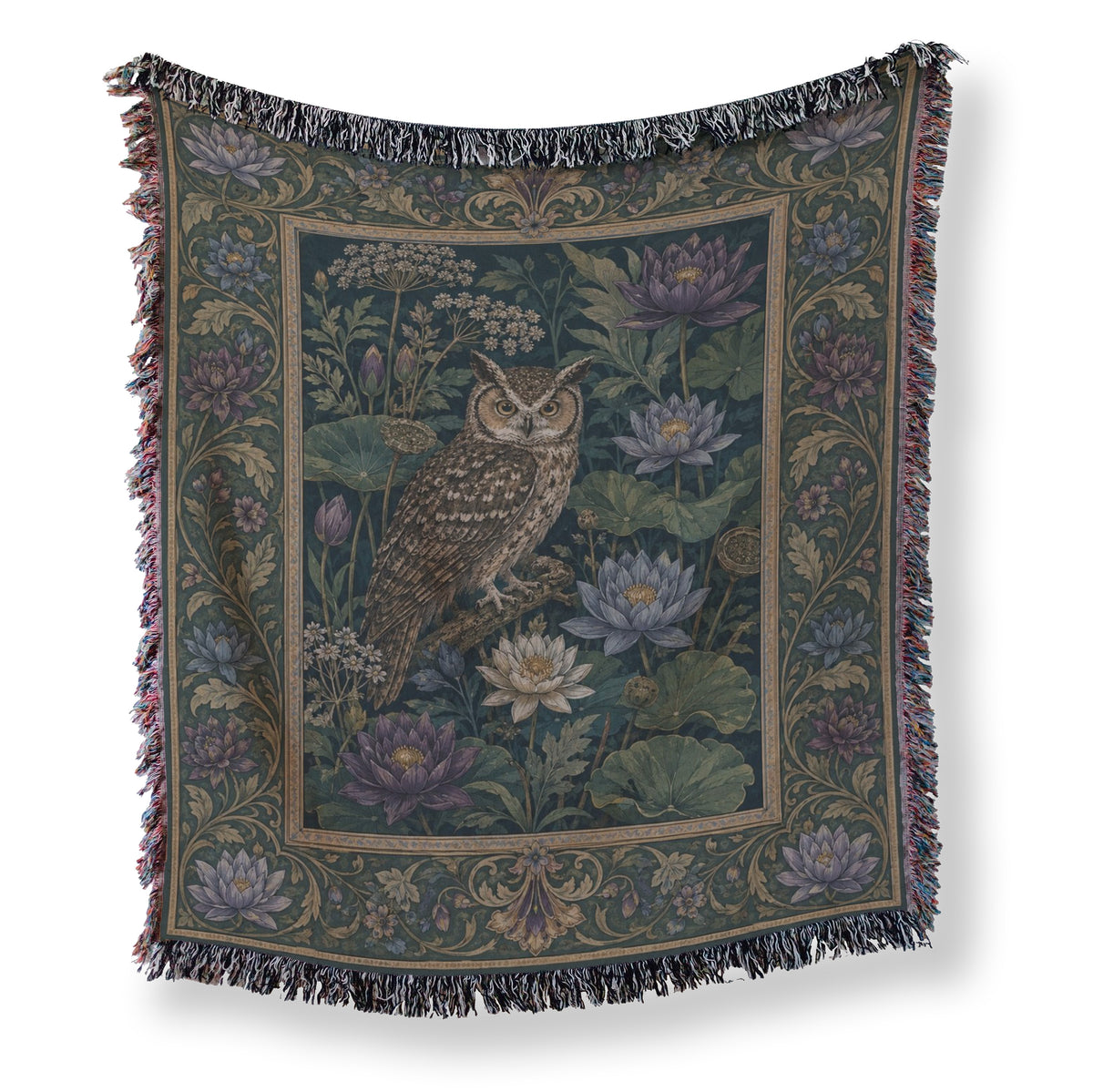 Water Lily Owl Tapestry Blanket Main image