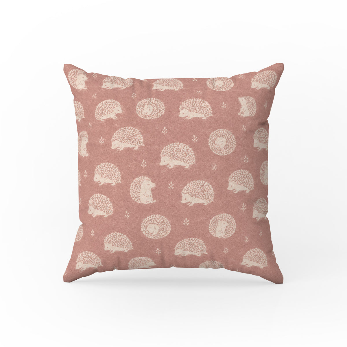 Hedgehog Meadow – Dusty Rose Woodland Pillow Main image