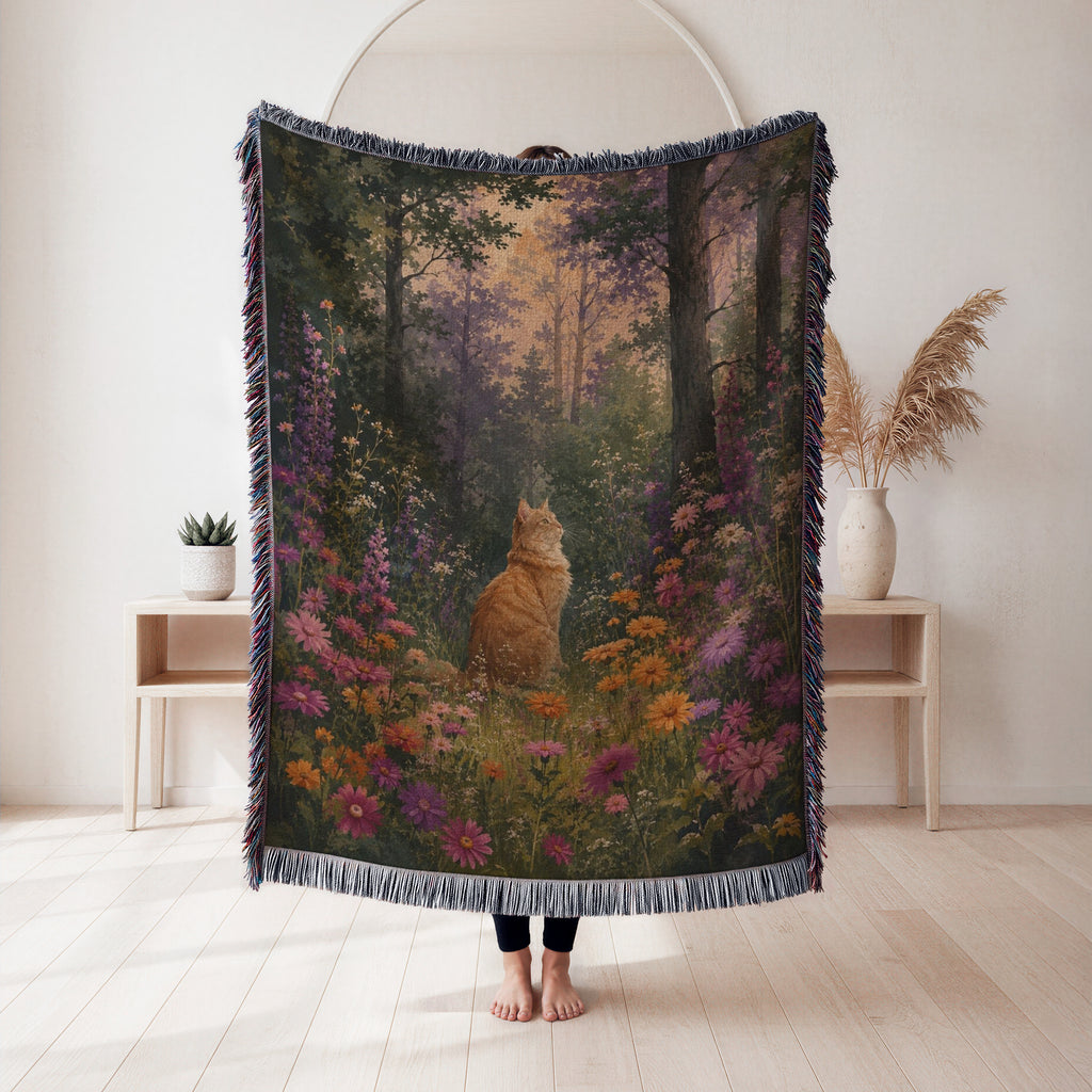 Dusk Wildflower Ginger Cat Blanket