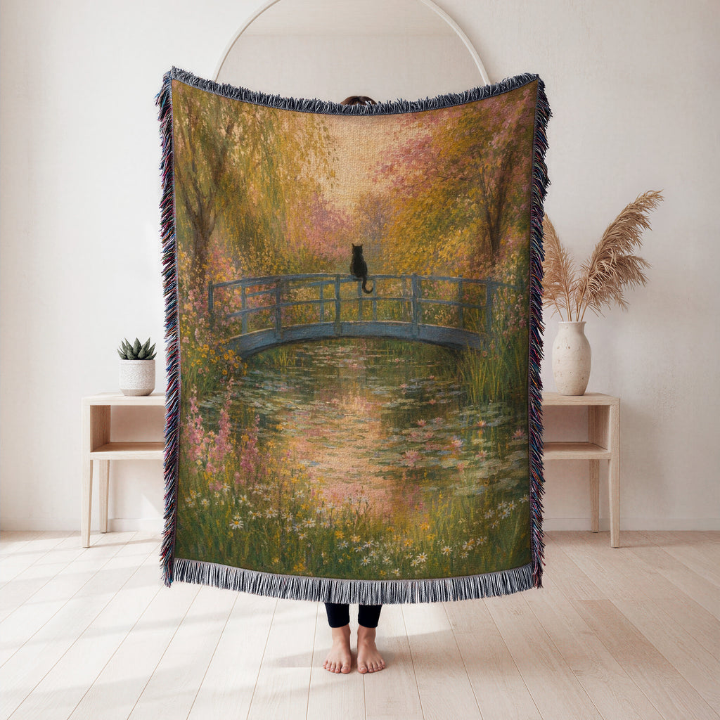 Sunset Bridge Black Cat Blanket