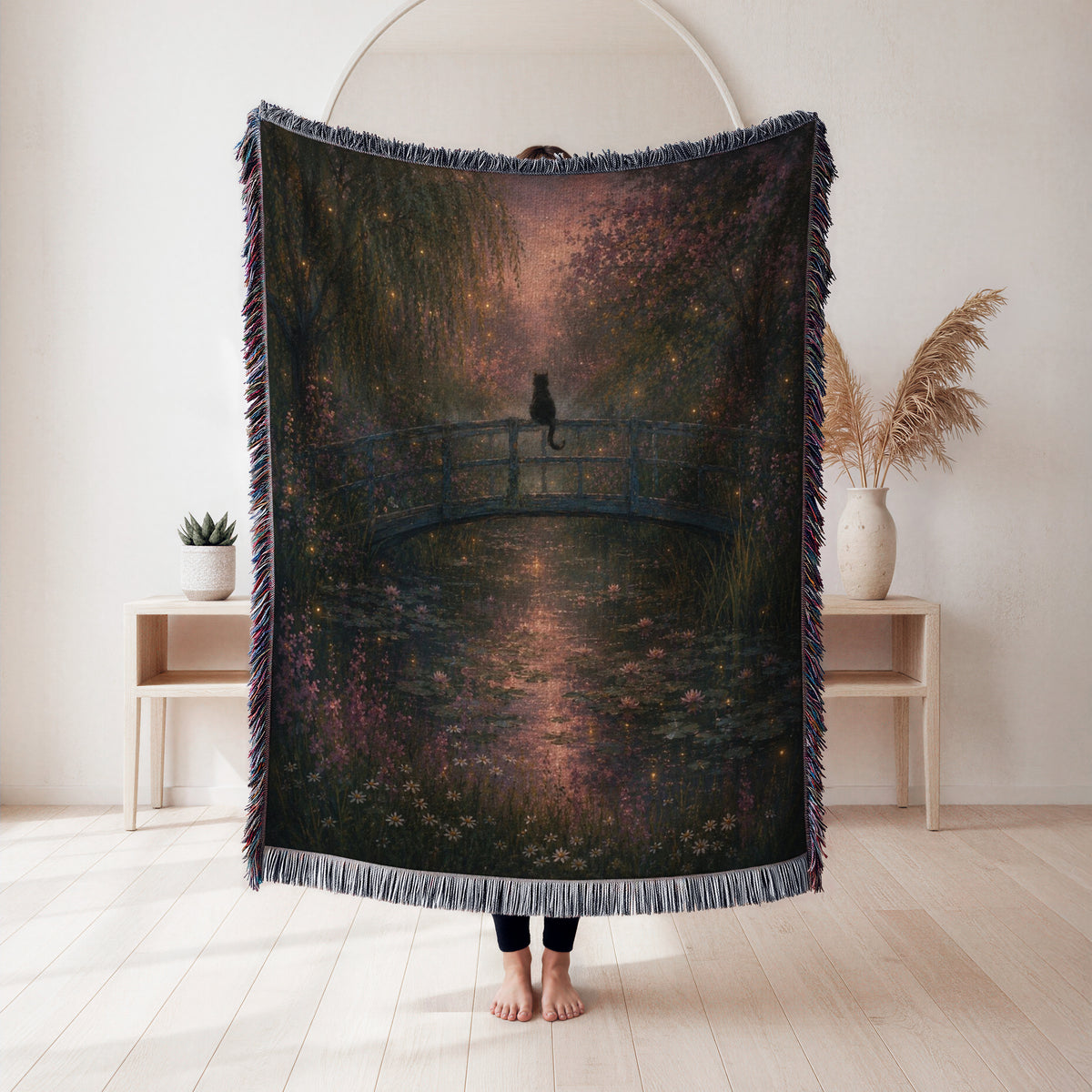 Firefly Bridge Black Cat Blanket