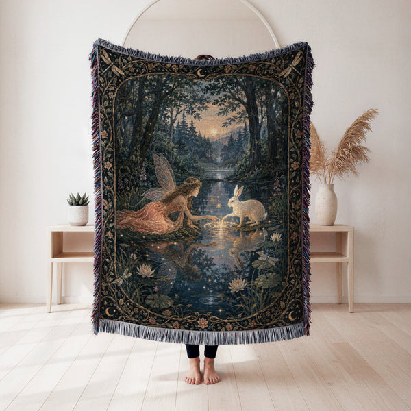 Twilight Fairy & White Rabbit Blanket
