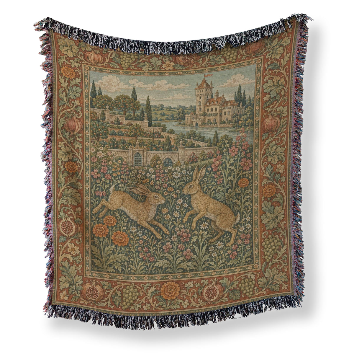 The Hares of the Castle Garden Blanket Main image