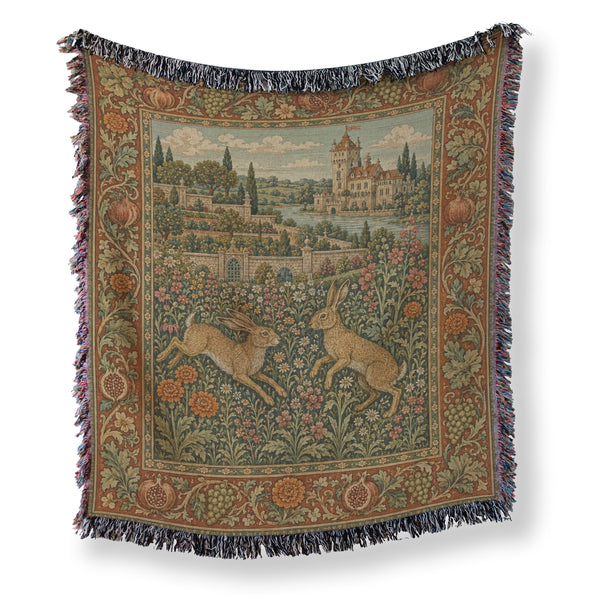 The Hares of the Castle Garden Blanket