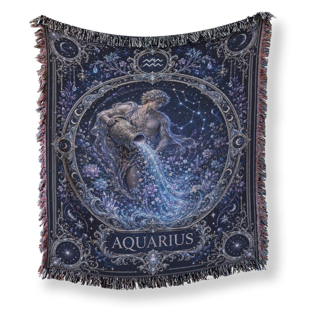 Aquarius Starlit Water Bearer Zodiac Blanket