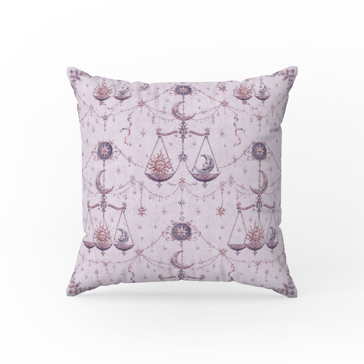 Libra Moon Scales – Lavender Zodiac Pattern Pillow Main image