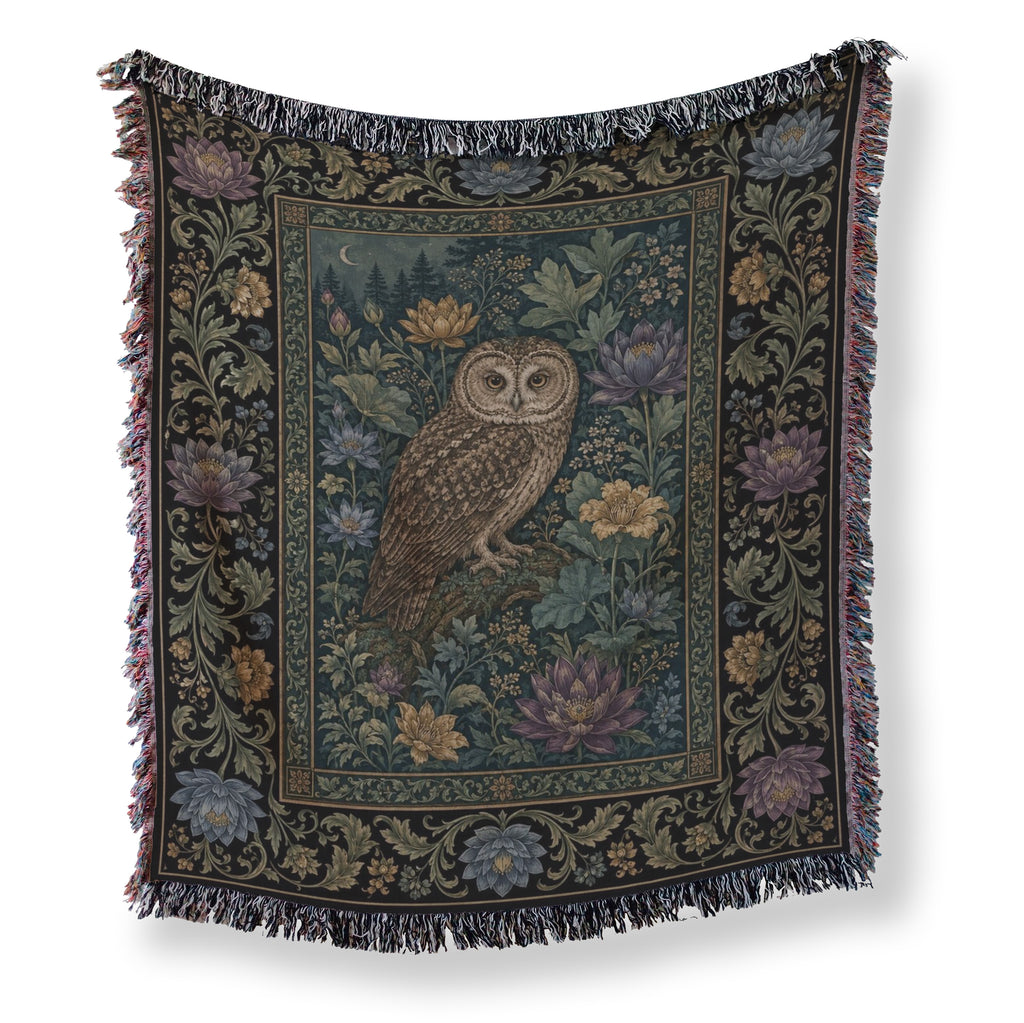 Moon Garden Owl Tapestry Blanket
