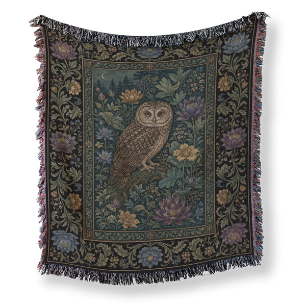 Moon Garden Owl Tapestry Blanket