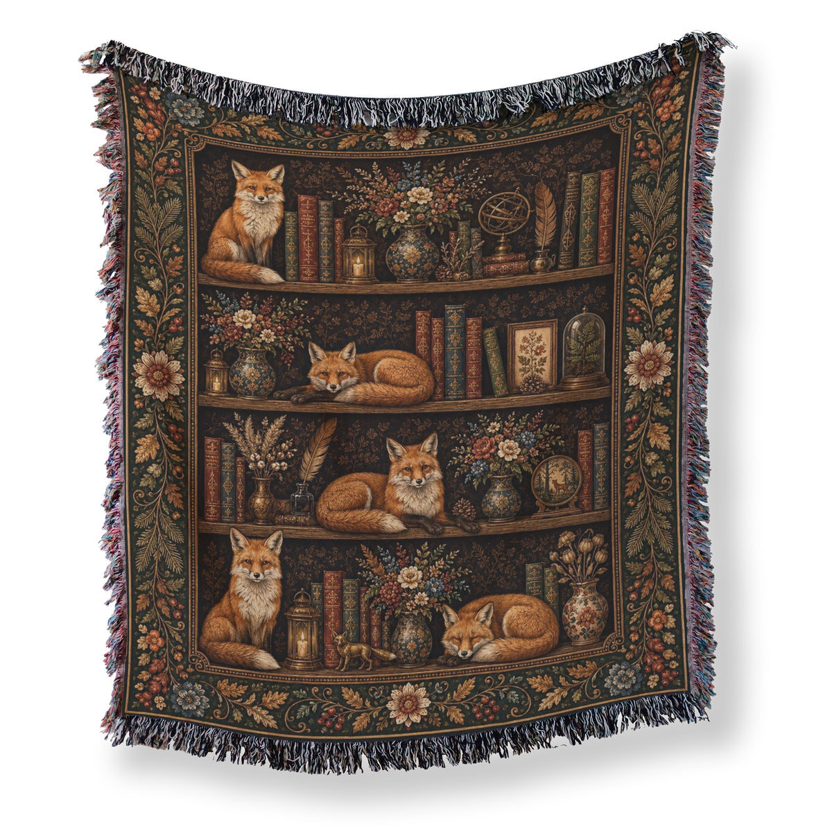 Foxes of the Old Library Blanket