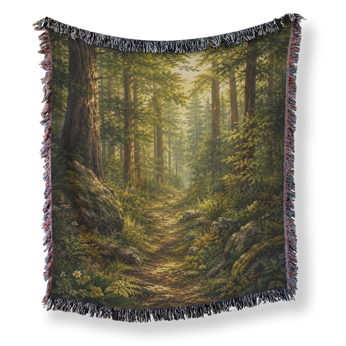 Sunlit Forest Path Blanket