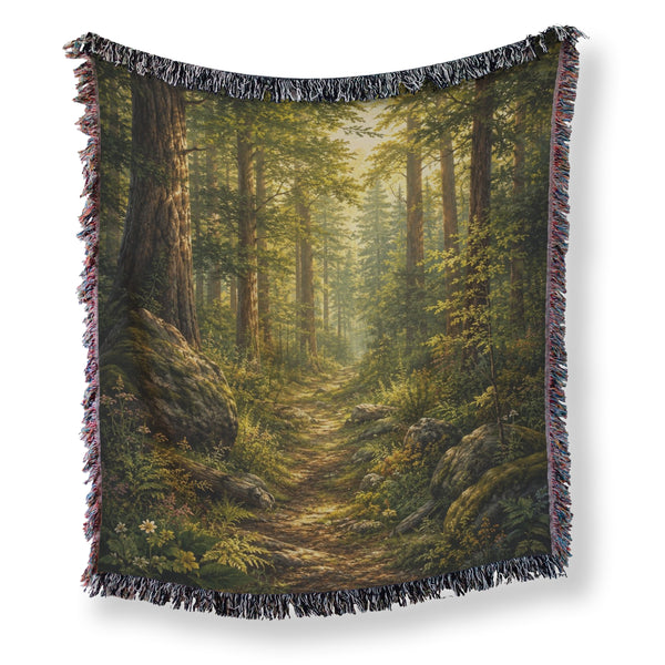 Sunlit Forest Path Blanket