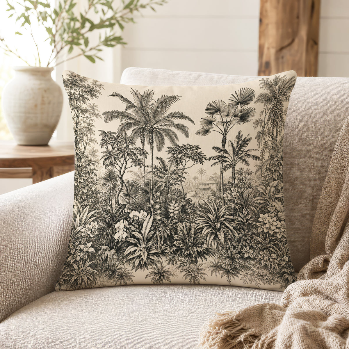 The Botanist’s Jungle – Antique Tropical Botanical Pillow