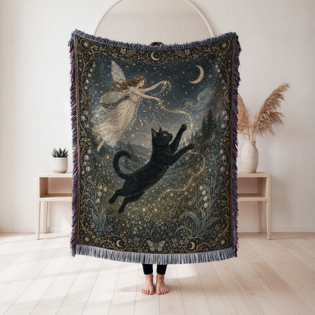 Black Cat Starlight Fairy Blanket