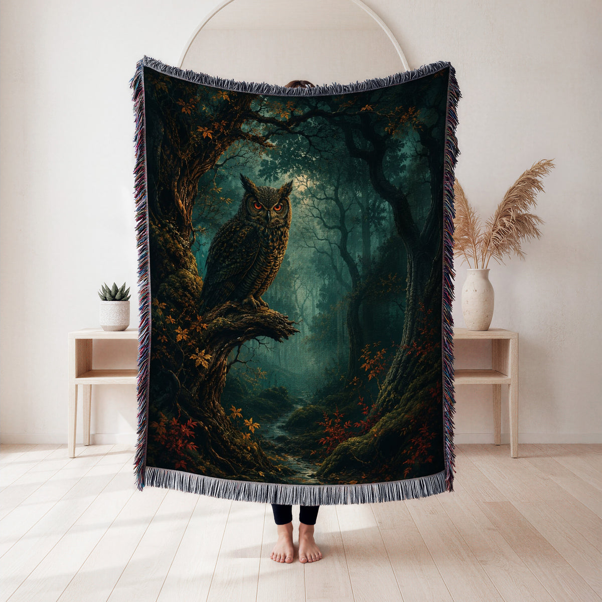 Moonlit Forest Owl Blanket
